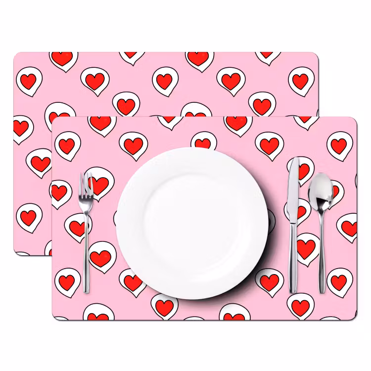 Tovaglietta – 6 pezzi - Cuori - Motivo - Rosso — 2