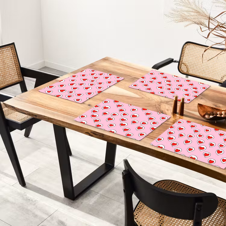 Tovaglietta – 6 pezzi - Cuori - Motivo - Rosso — 4