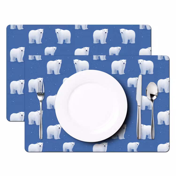 Tovaglietta – 6 pezzi - Orso polare - Motivo - Blu — 2