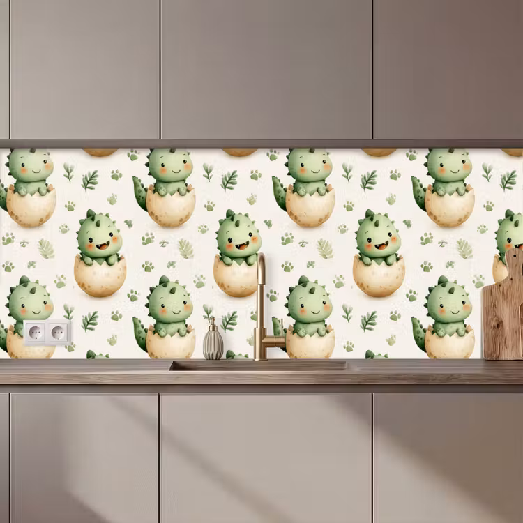 Schienale cucina - Dino - Uova - Verde — 1