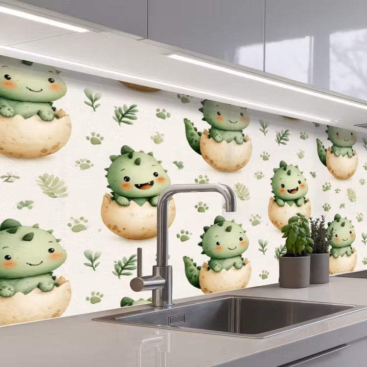 Schienale cucina - Dino - Uova - Verde — 2