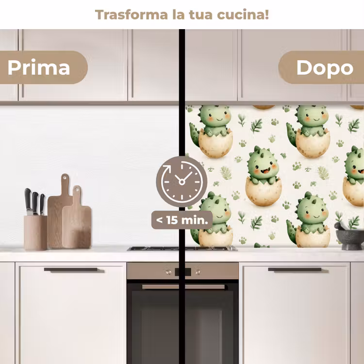 Schienale cucina - Dino - Uova - Verde — 3