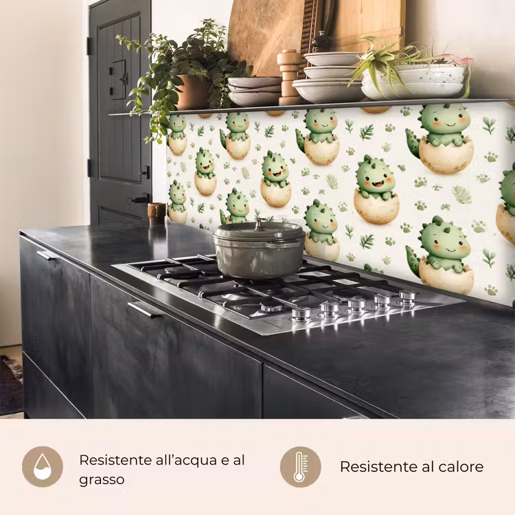 Schienale cucina - Dino - Uova - Verde — 5