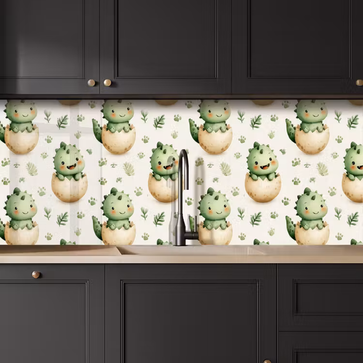 Schienale cucina - Dino - Uova - Verde — 6