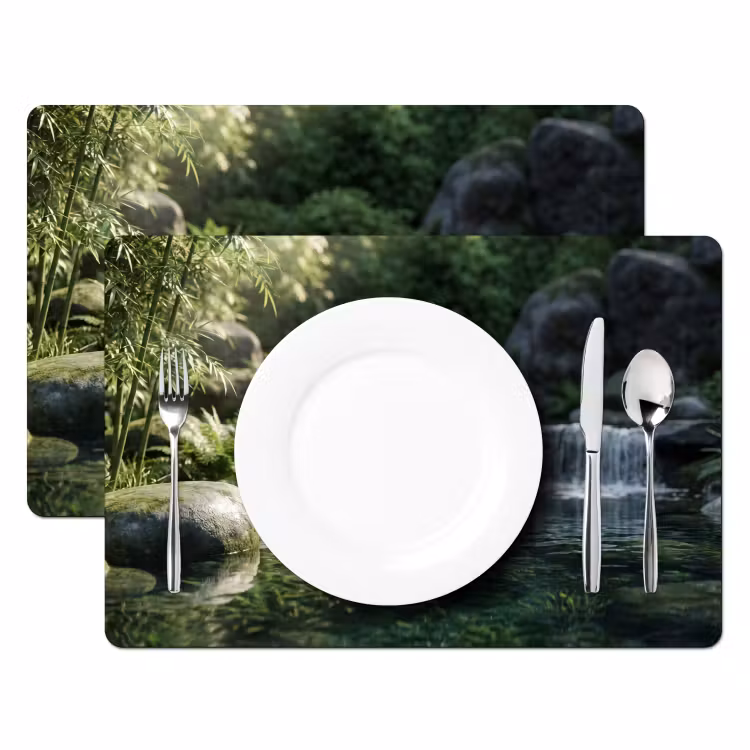 Tovaglietta – 6 pezzi - Ruscello - Cascata - Natura - Verde — 2