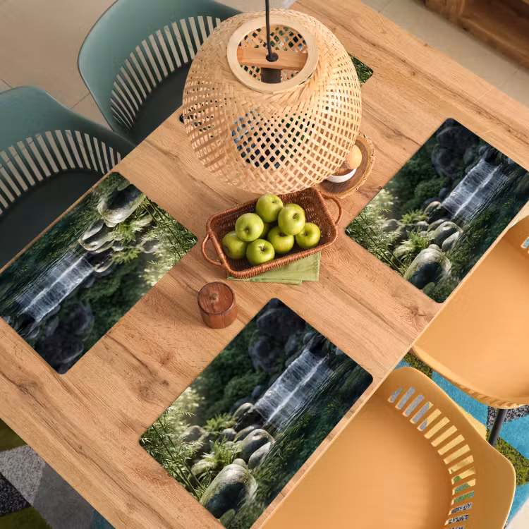 Tovaglietta – 6 pezzi - Ruscello - Cascata - Natura - Verde — 3
