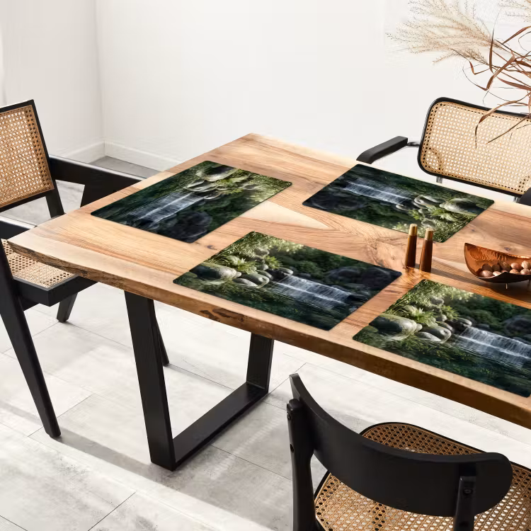 Tovaglietta – 6 pezzi - Ruscello - Cascata - Natura - Verde — 4