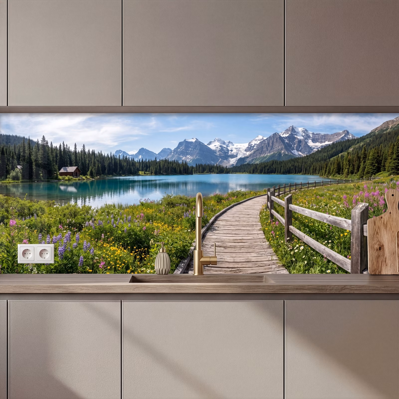 Schienale cucina - Montagne - Lago - Paesaggio - Blu — 1