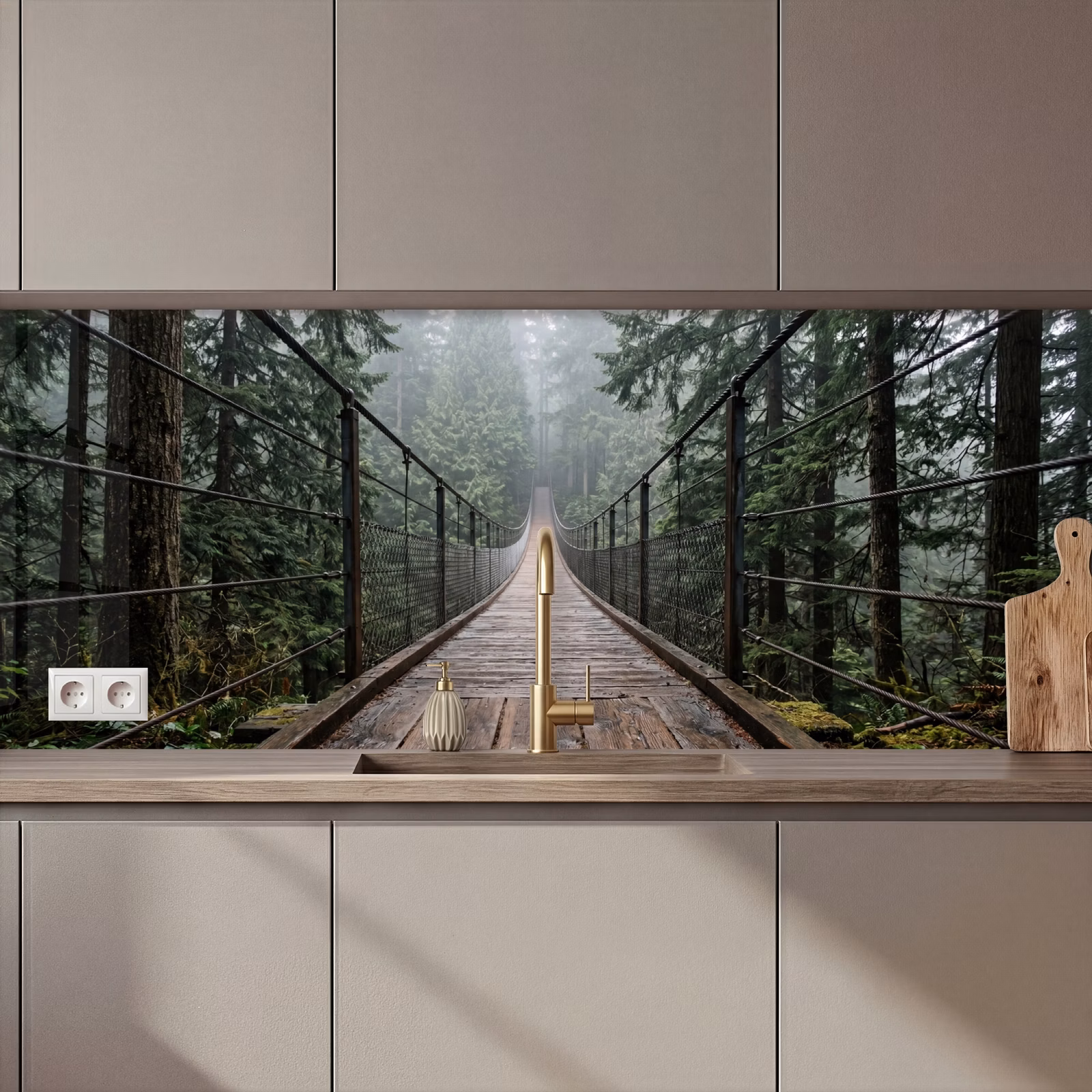Schienale cucina - Ponte - Foresta - Nebbia - Natura — 1