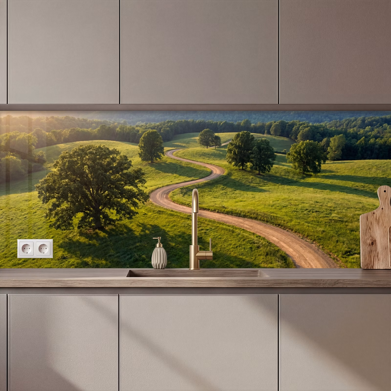 Schienale cucina - Strada - Prato - Natura - Verde — 1