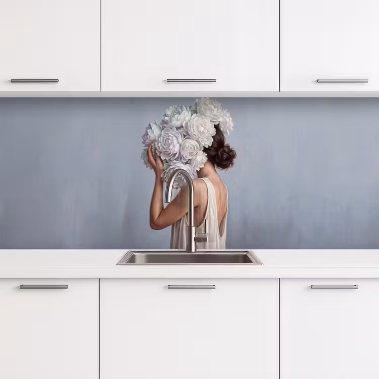 Schienale cucina - Fiori - Donna - Bianco — 4