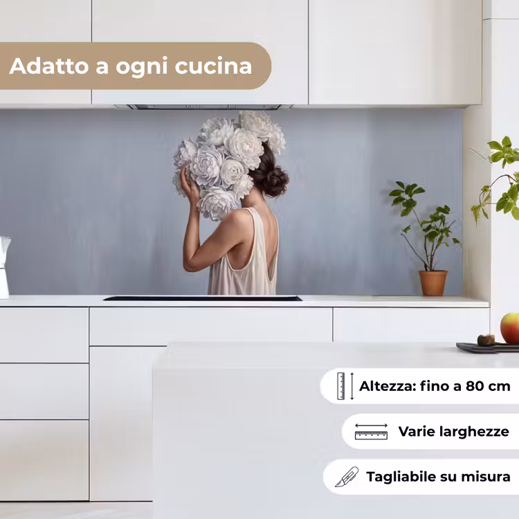 Schienale cucina - Fiori - Donna - Bianco — 7