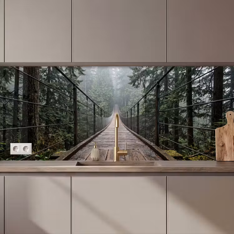 Schienale cucina - Ponte - Foresta - Nebbia - Natura — 1