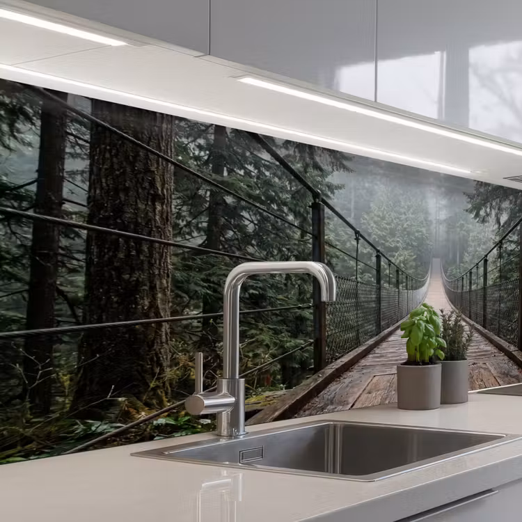 Schienale cucina - Ponte - Foresta - Nebbia - Natura — 2