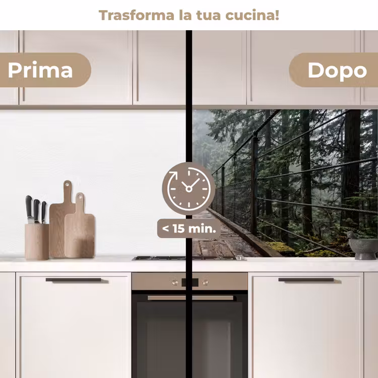 Schienale cucina - Ponte - Foresta - Nebbia - Natura — 3