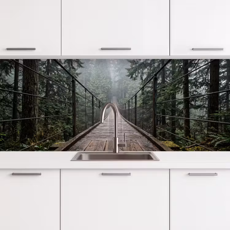 Schienale cucina - Ponte - Foresta - Nebbia - Natura — 4