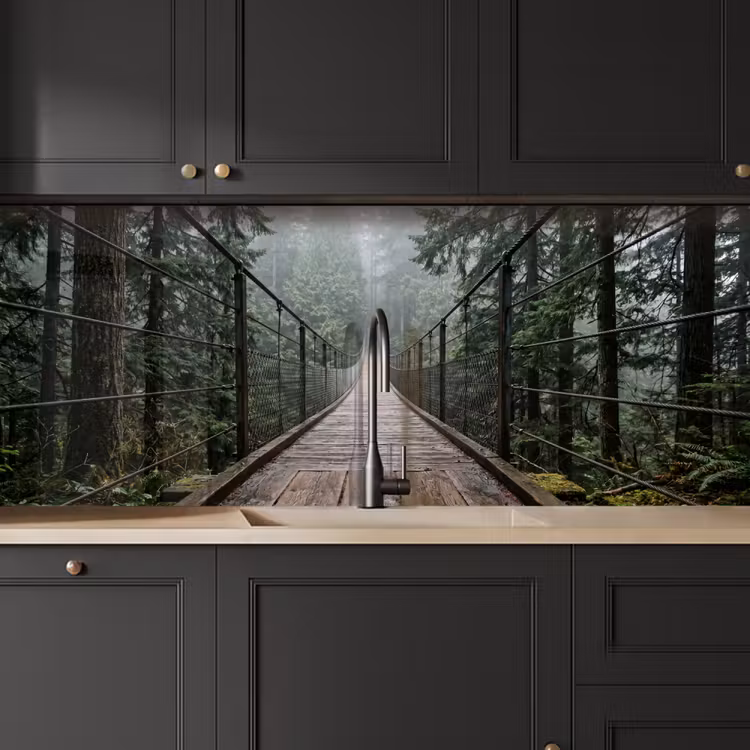Schienale cucina - Ponte - Foresta - Nebbia - Natura — 6