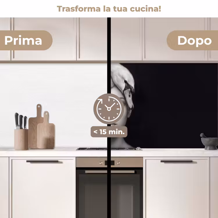 Schienale cucina - Ritratto - Cigno - Bianco e nero — 3