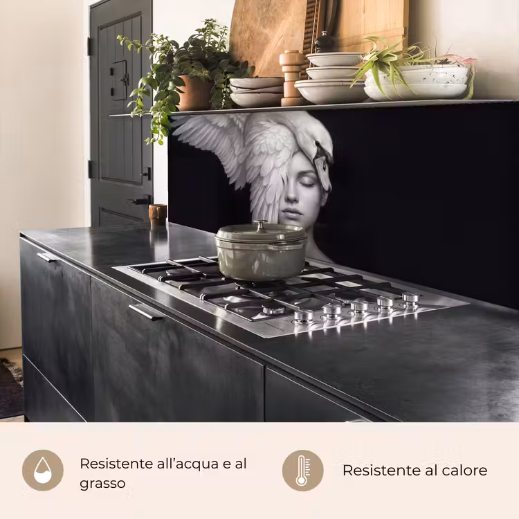 Schienale cucina - Ritratto - Cigno - Bianco e nero — 5