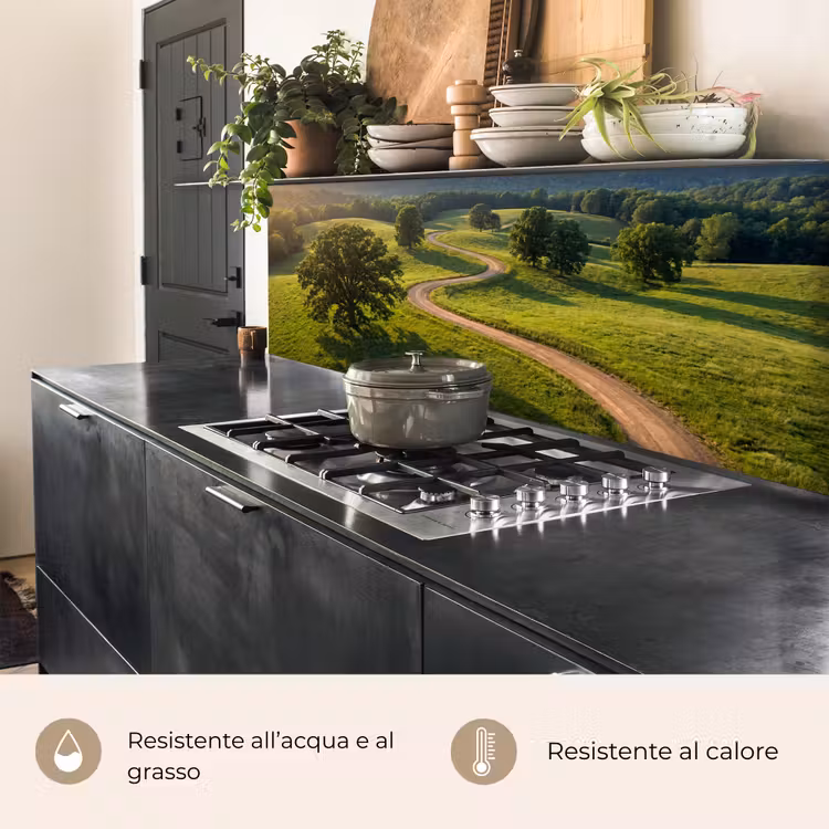 Schienale cucina - Strada - Prato - Natura - Verde — 5
