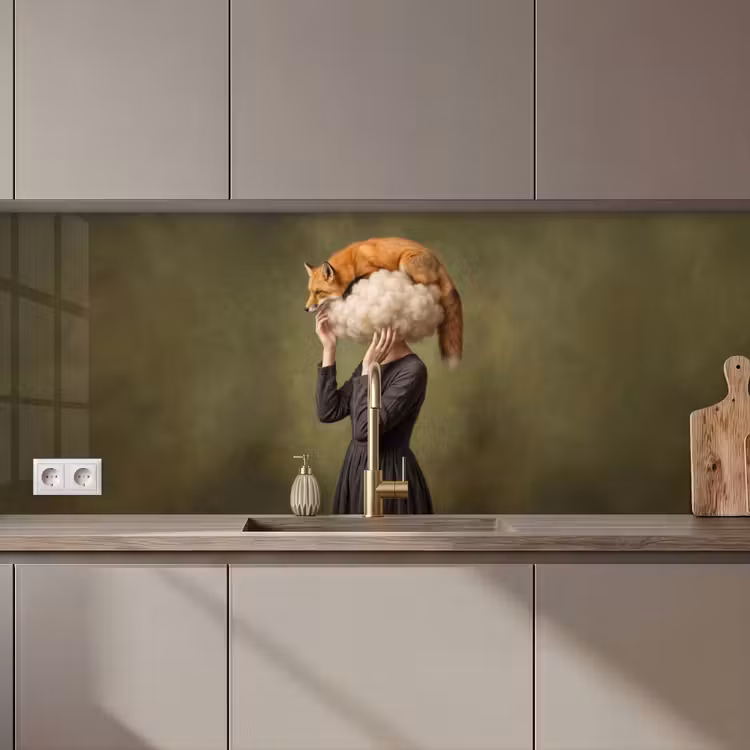 Schienale cucina - Volpe - Surrealista - Verde — 1
