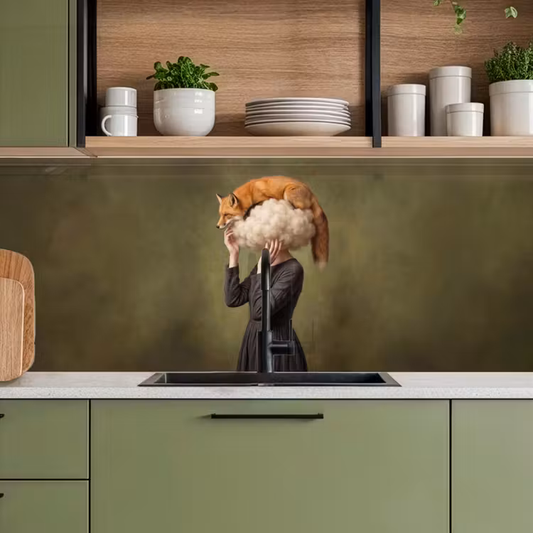 Schienale cucina - Volpe - Surrealista - Verde — 8