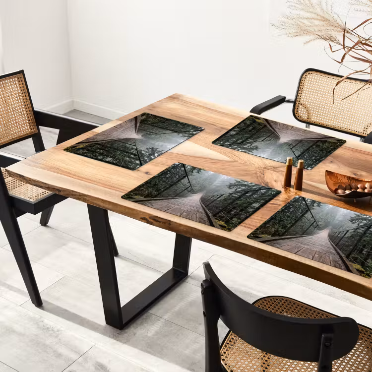 Tovaglietta – 6 pezzi - Ponte - Foresta - Nebbia - Natura — 4