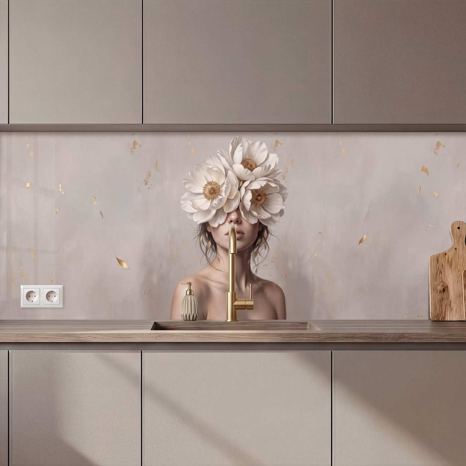 Schienale cucina - Donna - Peonia - Bianco — 1