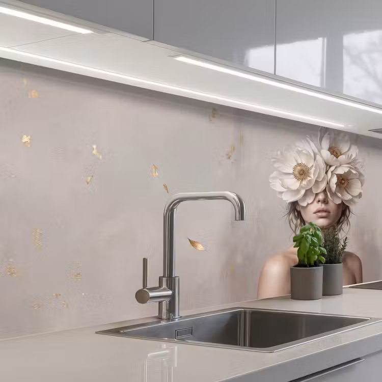 Schienale cucina - Donna - Peonia - Bianco — 2