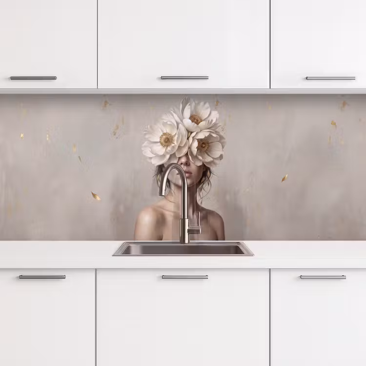 Schienale cucina - Donna - Peonia - Bianco — 4
