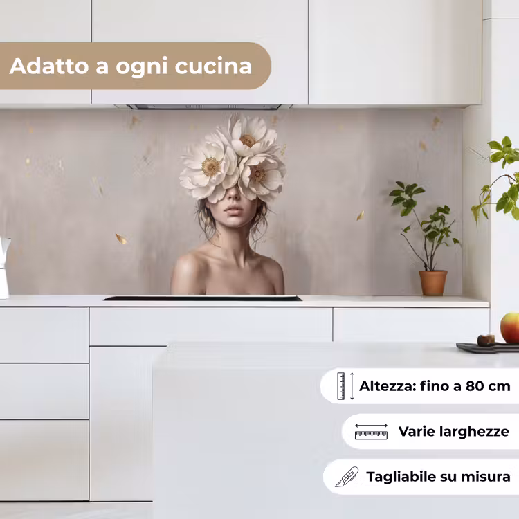 Schienale cucina - Donna - Peonia - Bianco — 7