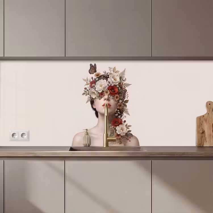 Schienale cucina - Ritratto - Fiori - Cremé — 1