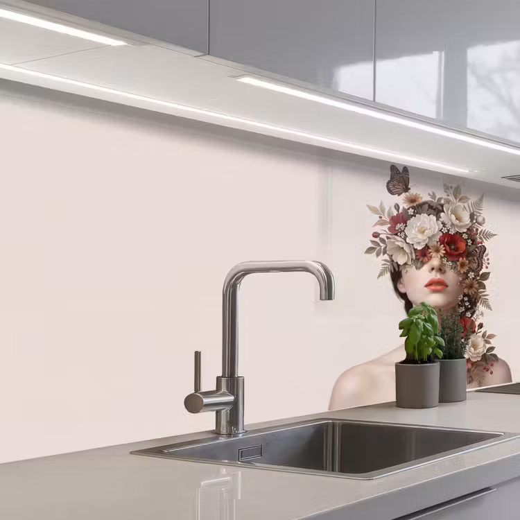 Schienale cucina - Ritratto - Fiori - Cremé — 2