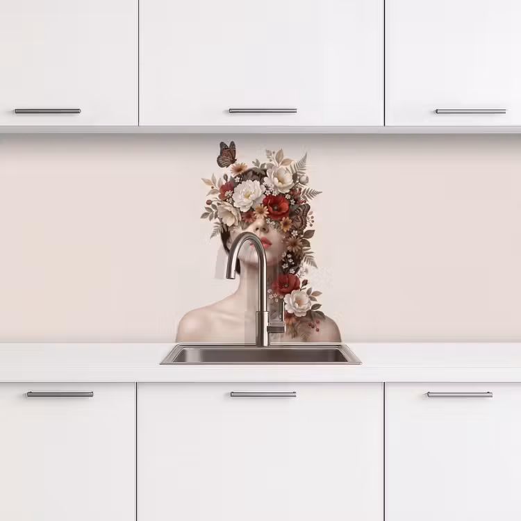 Schienale cucina - Ritratto - Fiori - Cremé — 4