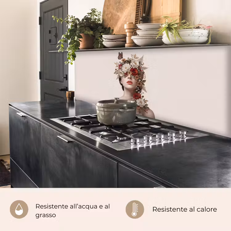 Schienale cucina - Ritratto - Fiori - Cremé — 5