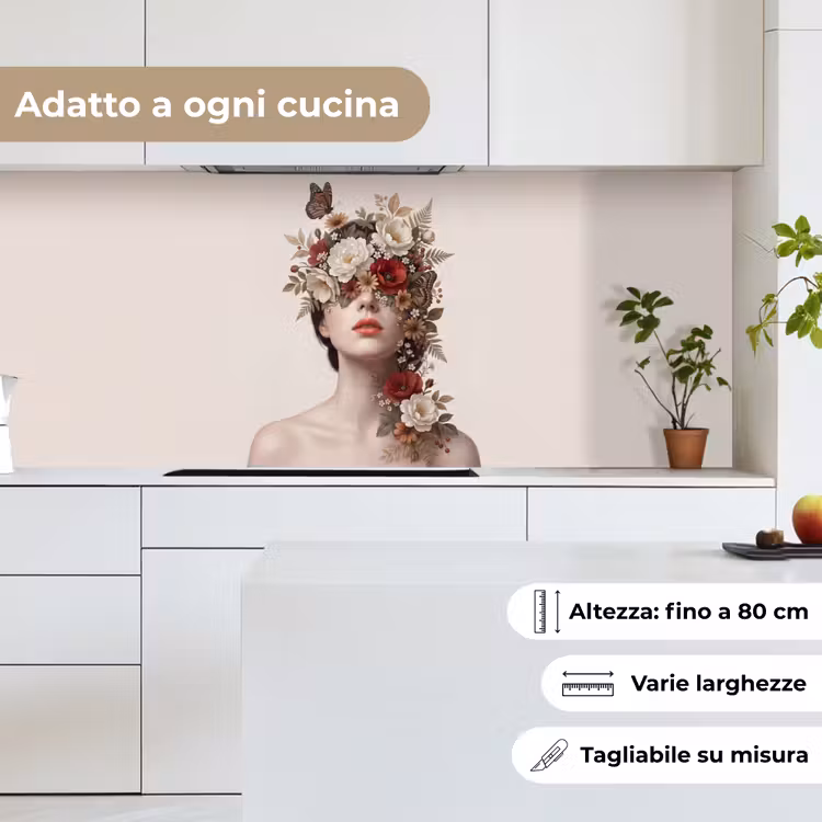 Schienale cucina - Ritratto - Fiori - Cremé — 7