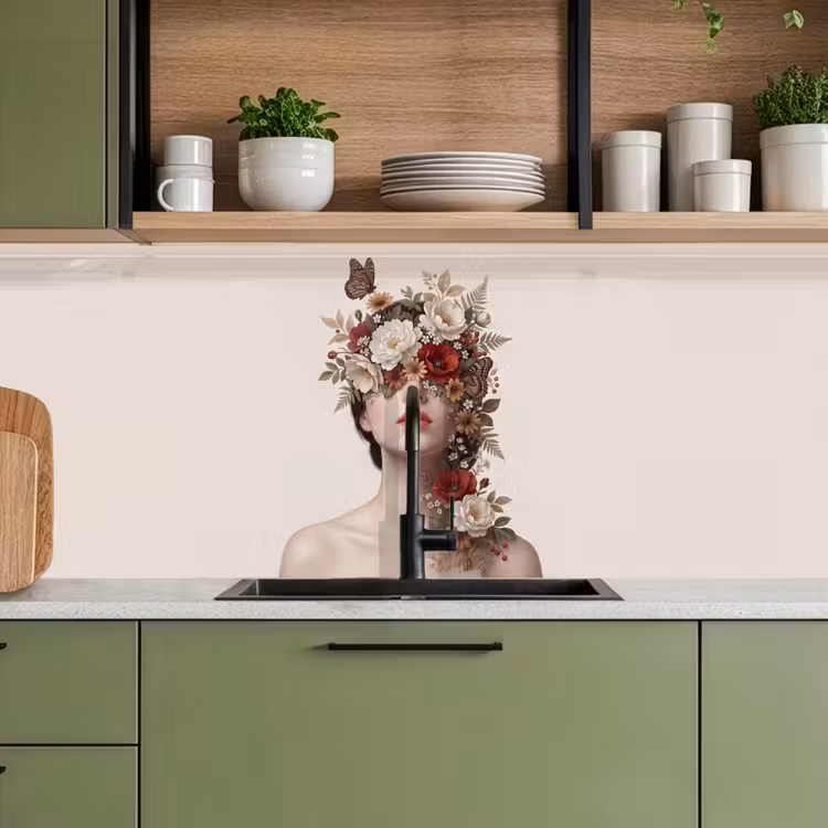Schienale cucina - Ritratto - Fiori - Cremé — 8