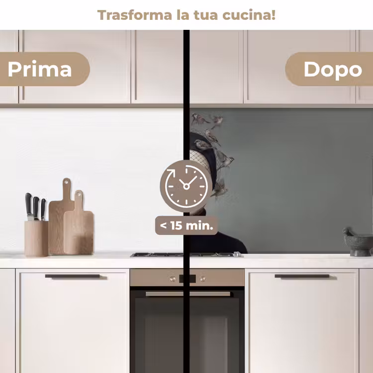 Schienale cucina - Ritratto - Uccelli - Nero — 3