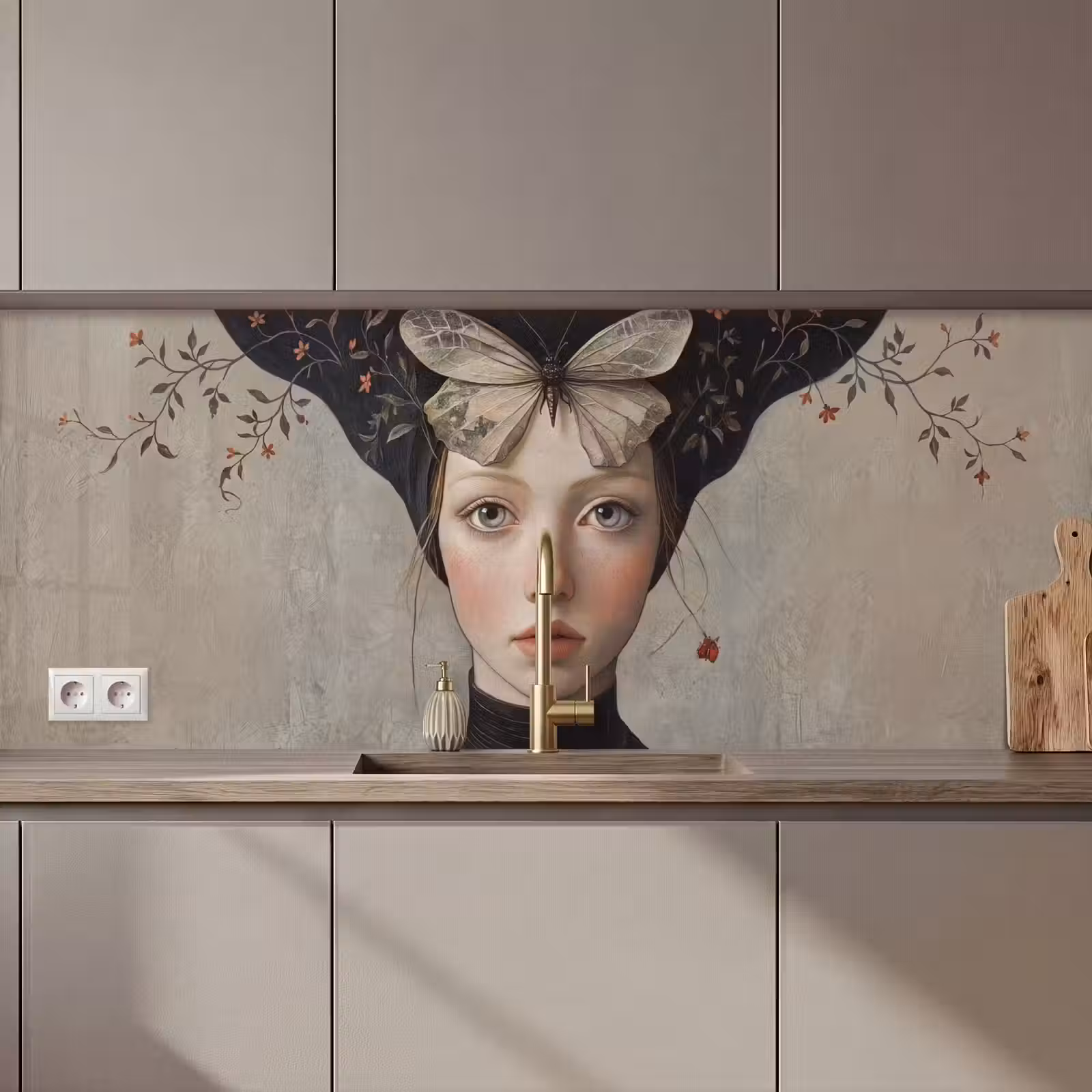 Schienale cucina - Donna - Farfalla - Arte - Classico - Muto — 1