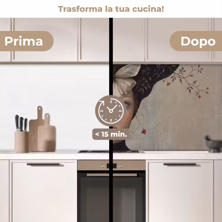 Schienale cucina - Donna - Farfalla - Arte - Classico - Muto — 3