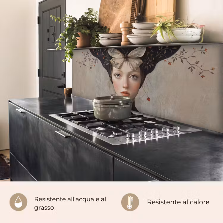 Schienale cucina - Donna - Farfalla - Arte - Classico - Muto — 5