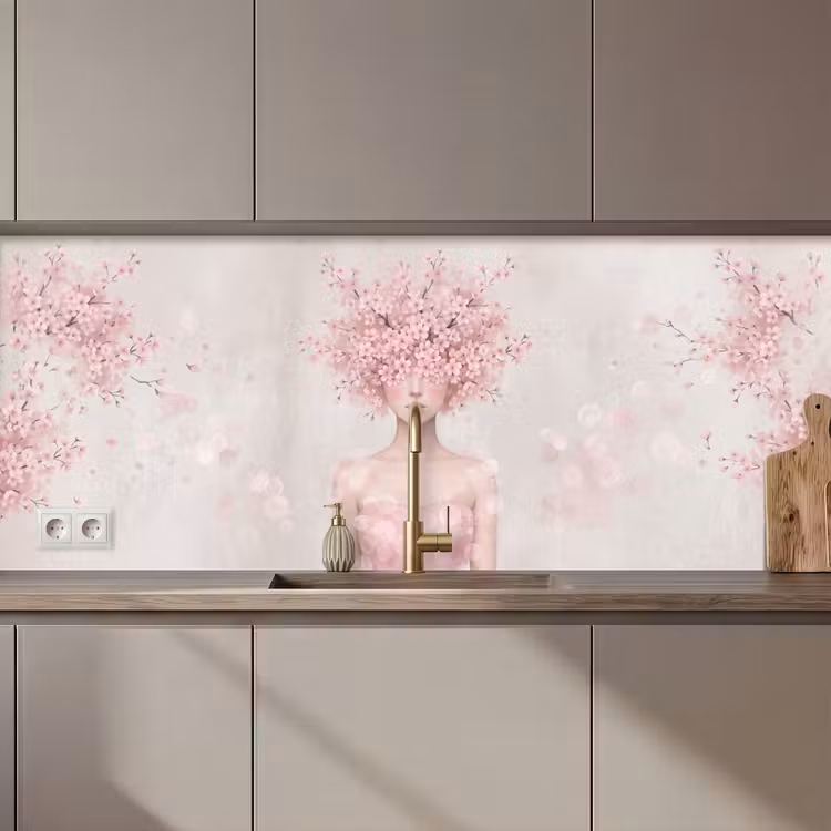 Schienale cucina - Ritratto - Fiori di ciliegio - Rosa — 1