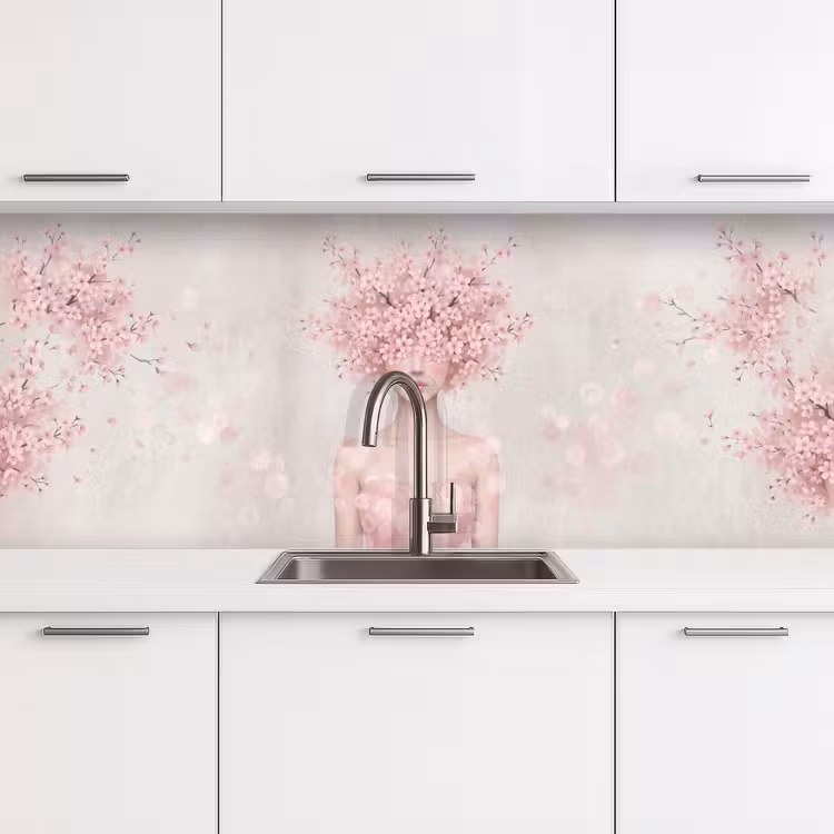 Schienale cucina - Ritratto - Fiori di ciliegio - Rosa — 4