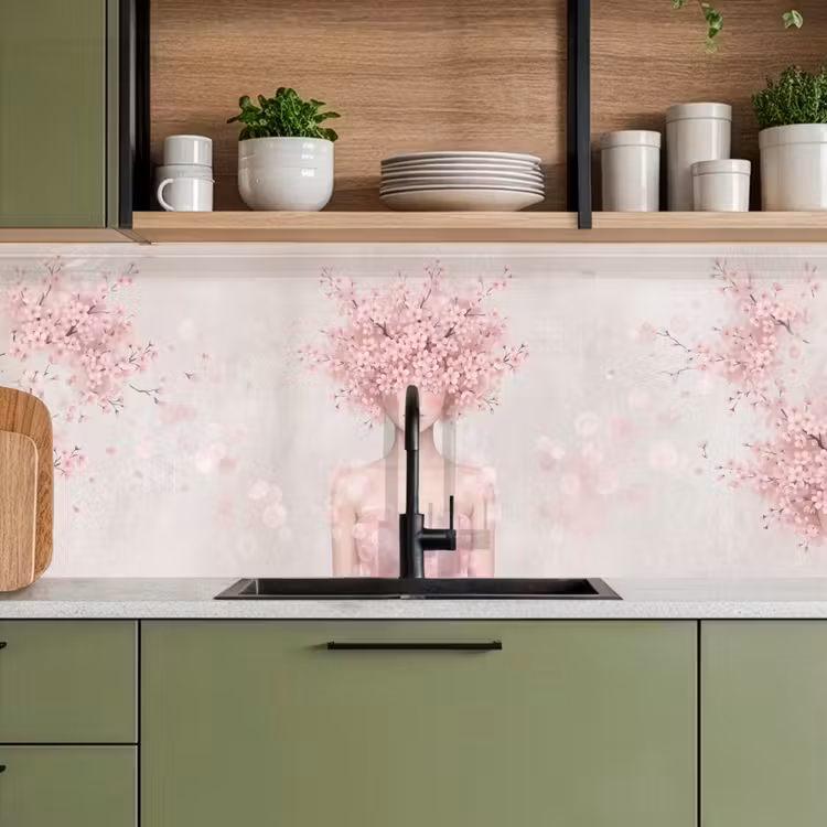 Schienale cucina - Ritratto - Fiori di ciliegio - Rosa — 8