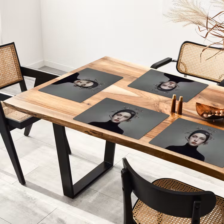 Tovaglietta – 6 pezzi - Ritratto - Uccelli - Nero — 4