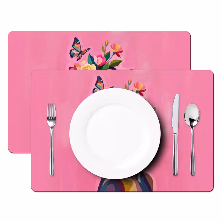 Tovaglietta – 6 pezzi - Volto di donna - Farfalle - Colorato — 2
