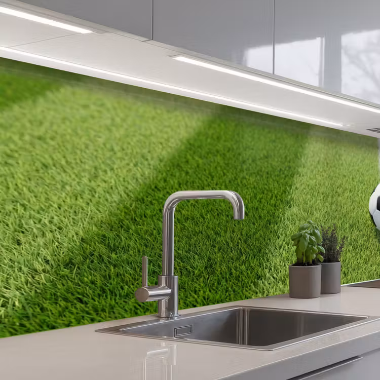 Schienale cucina - Calcio - Campo in erba - Sport - Verde — 2