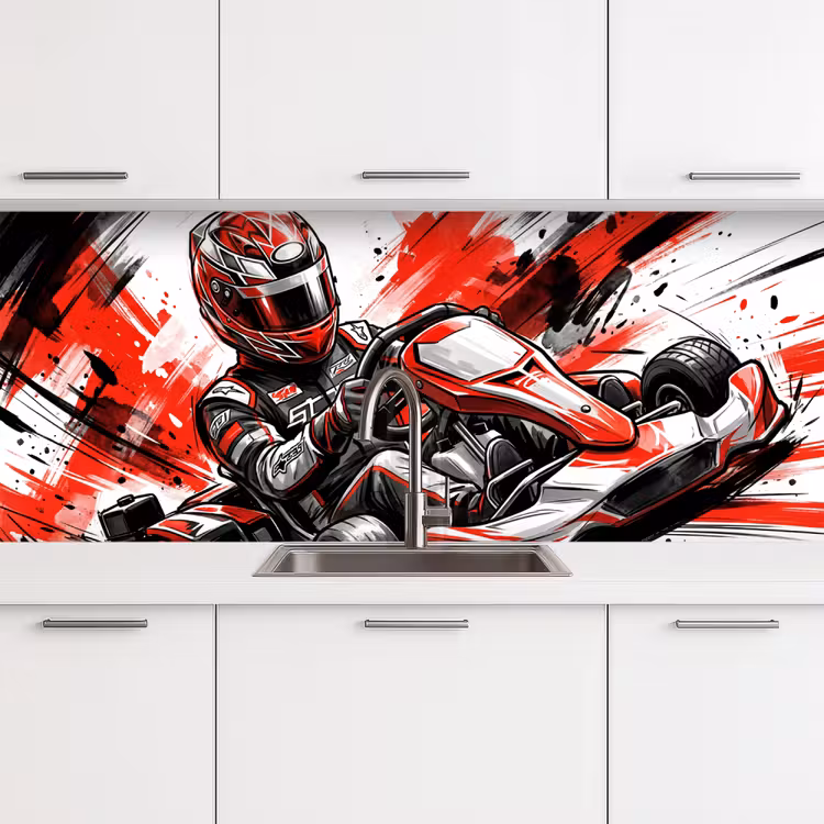 Schienale cucina - Kart - Pilota - Velocità - Rosso — 4