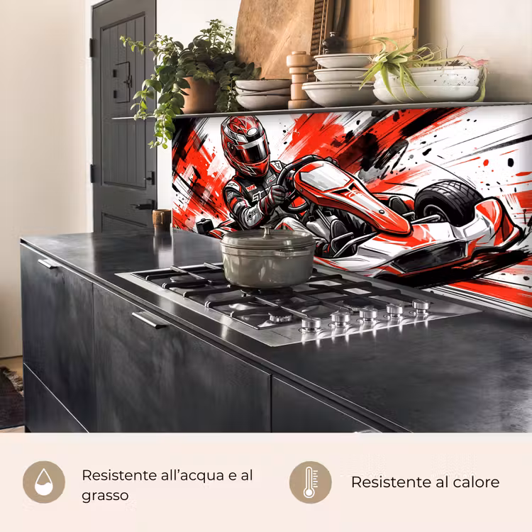 Schienale cucina - Kart - Pilota - Velocità - Rosso — 5