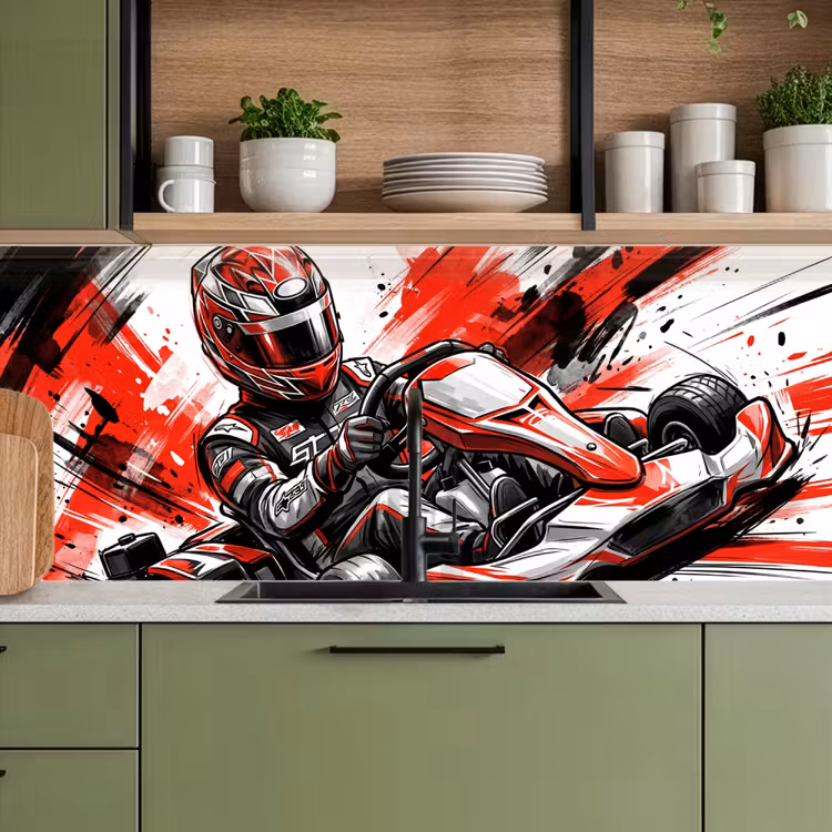 Schienale cucina - Kart - Pilota - Velocità - Rosso — 8